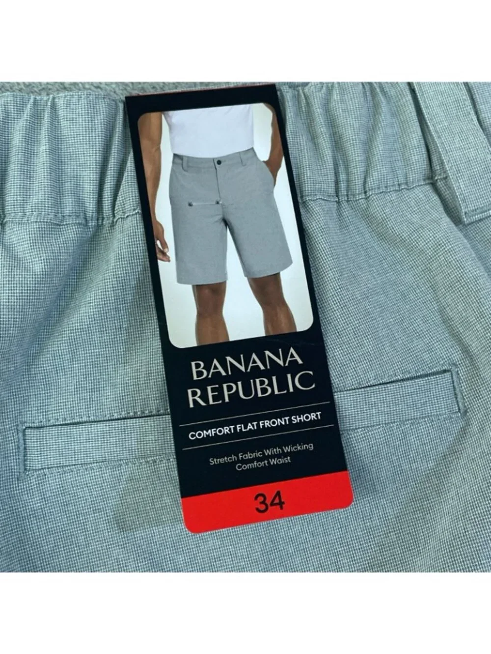 NWT Banana Republic Men's 34 Gray Comfort Flat Front Shorts Stretch Fabric